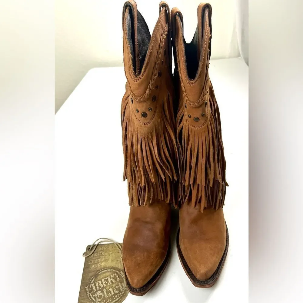 Liberty Black Vegas Fringe Faggie Boots LB71124 - Picture 3 of 14